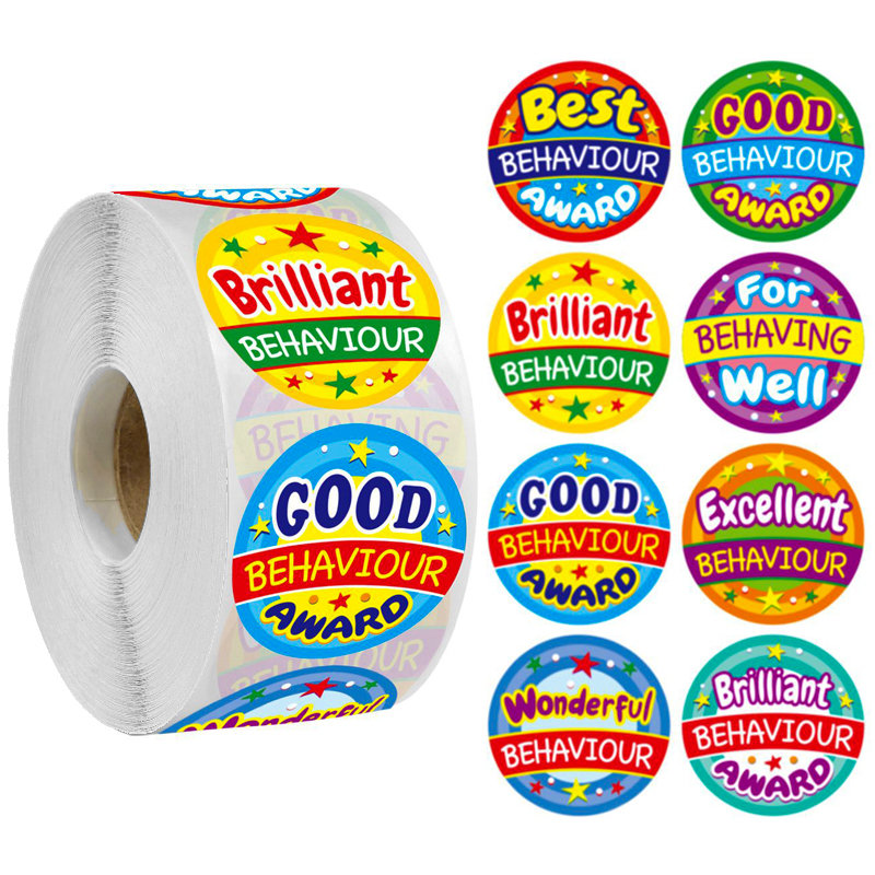 500 roll cartoon toy stickers 8 patterns English fun encourage label school children DIY posting