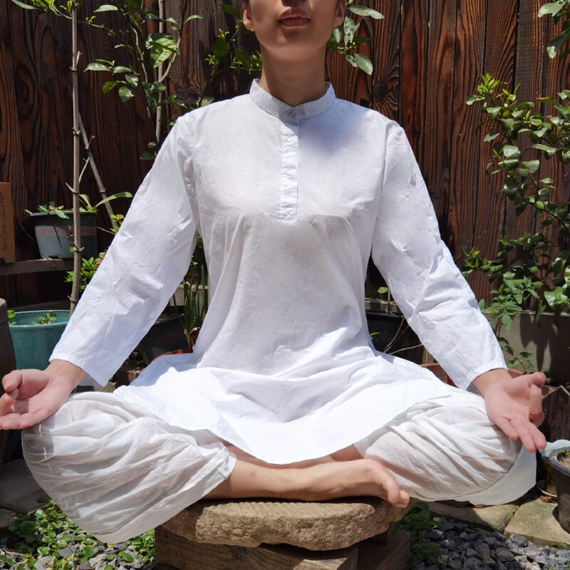Yoga Barn/Indian Pure Cotton Yoga Top Kundalini White Traditional Yoga Clothing