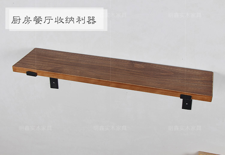Treo tường bảng gỗ rắn kệ kệ nhà bếp phòng ăn gỗ log tường rack set-top hộp - Kệ kệ treo tường không cần khoan