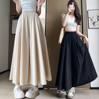 2026 summer 2026 sirl ice silk loose and elegant skirt lazy style wear pants and skirt new a-line pants ຫລາກຫລາຍແບບ