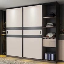  Wardrobe door solid wood sliding door Modern minimalist bedroom sliding door custom economical household net red sliding door closet