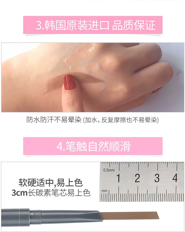 Chì kẻ mày The Saem nhập khẩu chính hãng Hàn Quốc không thấm nước và mồ hôi, ba chiều tự nhiên, bền màu và không dễ mất màu - Bút chì lông mày / Bột / Stick