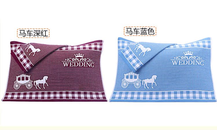 Khăn gối cotton học sinh dày dành cho người lớn cặp gối khăn gói một cặp ba lớp bông gạc gối người lớn khăn trải gối