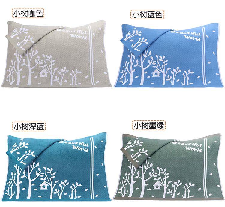 Khăn gối cotton học sinh dày dành cho người lớn cặp gối khăn gói một cặp ba lớp bông gạc gối người lớn khăn trải gối