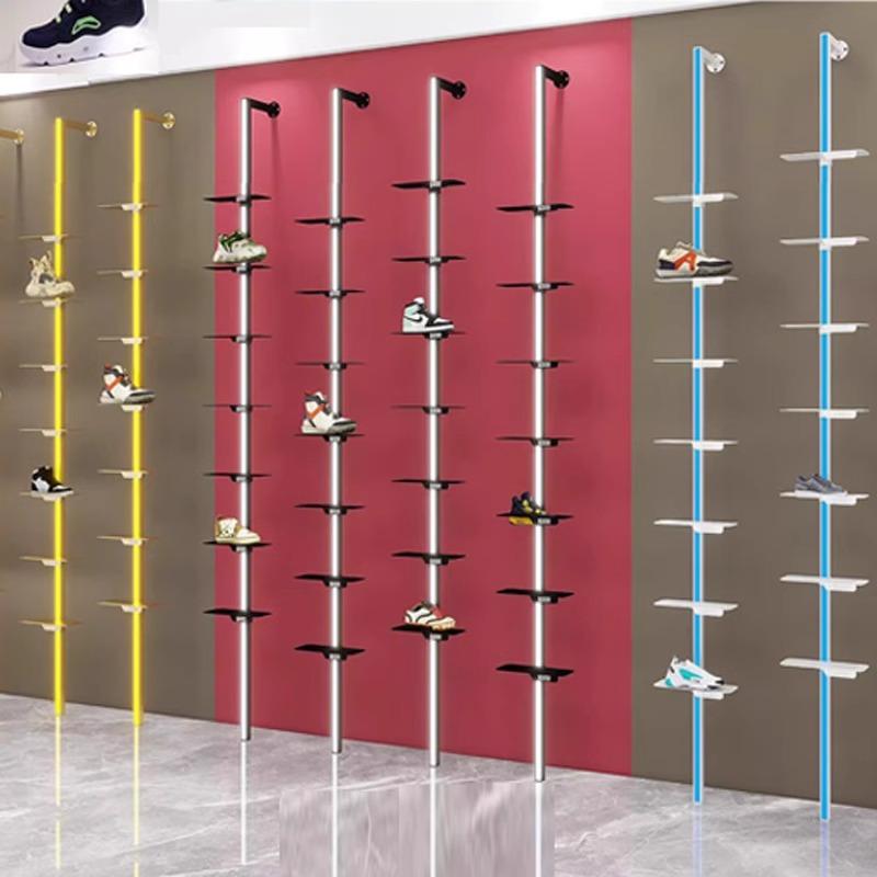 商業メーカーの靴棚ディスプレイラック壁スポーツスタイルライトコラム付き新しいディスプレイブラケット調節可能な靴トレイ