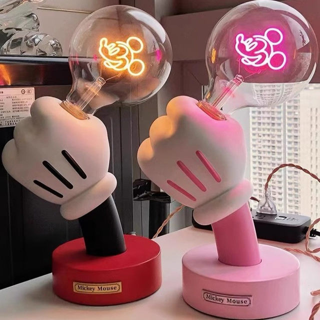 Authentic Mickey Mouse Small Desk Lamp Handheld Lamp Trendy Toy Figure Trendy Doll Home Living Room Bedroom Decoration Ornament