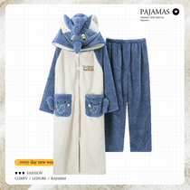 Coral Suede Sleeping Gown Lady Autumn Winter Thickened Garnter Flannel Pyjamas Woman 2021 New winter Home Suits Suit