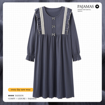 Palace Wind Sleeping Dress Lady Spring Autumn Long Sleeves Long Sleeves Lace Butterfly Knots Sweet And Sexy Princess Pyjamas With Chest Cushion Winter