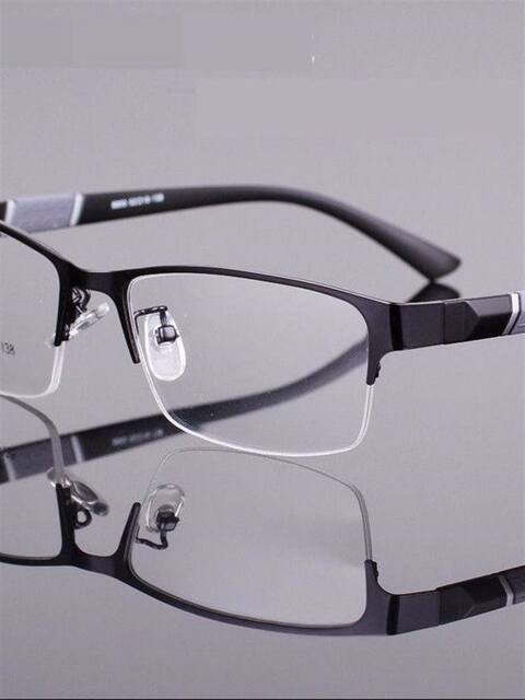 Only One Day Left in Stock: Men's Nearsighted Glasses 0-600 Degrees, Half-Frame Metal Glasses, Non-Prescription, Anti-Radiation, Anti-Blue Light, Anti-Fatigue