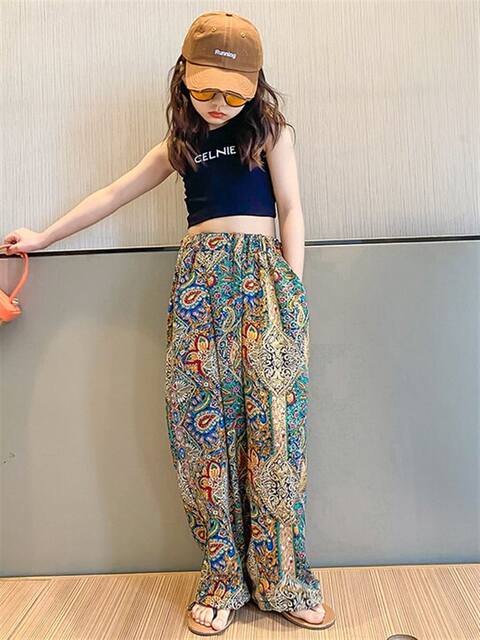 Girls' Anti-Mosquito Pants, Thin Ice Silk Trendy Children's Clothing, Fashionable Harem Pants, Lantern Pants, Casual Pants for Older Girls