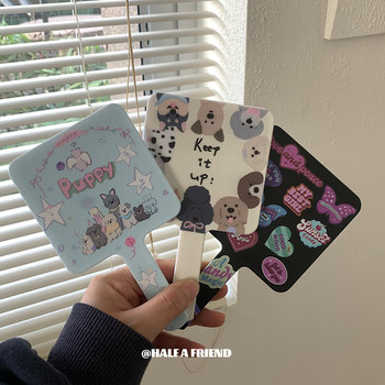 Retro ins Style Girly Cute Cartoon Animal Pocket Mirror Student Portable High-Value Handheld Makeup Mirror