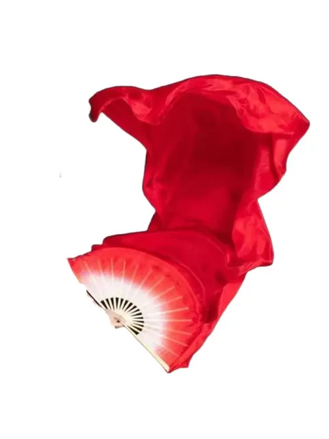 Classical Dance Long Floating Head Long Fan Dance Fan Big Red Wine Red Gradient Color Dance Fan Wanjiang Dance Fan
