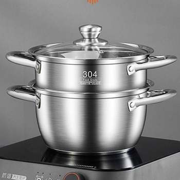 304 Stainless Steel Soup Pot for Home Use, Non-Stick Pot for Cooking Porridge, Milk Pot, Small Steamer, Soup Pot, Suitable for Gas and Induction Cookers