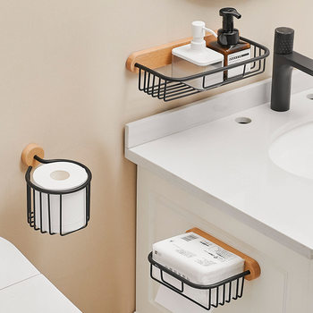 No-Drill Bathroom Tissue Box Toilet Paper Holder Toilet Paper Storage Rack Hand Towel Holder Toilet Paper Box Roll Paper Holder