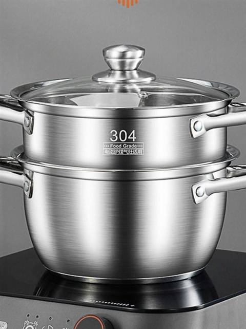 304 Stainless Steel Soup Pot for Home Use, Non-Stick Pot for Cooking Porridge, Milk Pot, Small Steamer, Soup Pot, Suitable for Gas and Induction Cookers