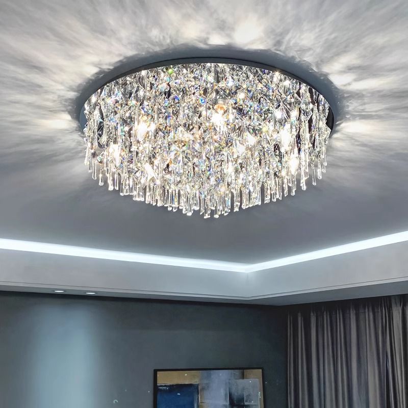2025 новый светлый роскошный потолочный светильник с кристаллами K9, современный минималистичный светильник для гостиной, атмосфера главной спальни, чистая красная лампа для столовой