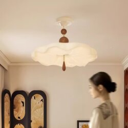 French-Style Vintage Bedroom Ceiling Light, Cream-Colored Lotus Leaf Lamp, Master Bedroom Room Light, Dining Room Cloud Pendant Light, 2026 New Model