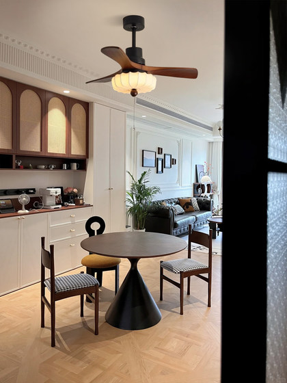 Walnut Wood Fan Light 2026 New Model, Vintage Dining Room Bedroom Light, Retro Living Room Light, Fabric Ceiling Fan Light, Electric Fan Light
