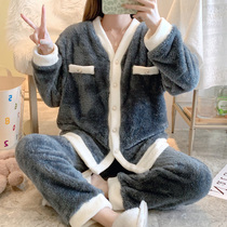 2021 New pregnant women pajamas autumn and winter coral velvet warm moon clothes thick nursing home pajamas two sets