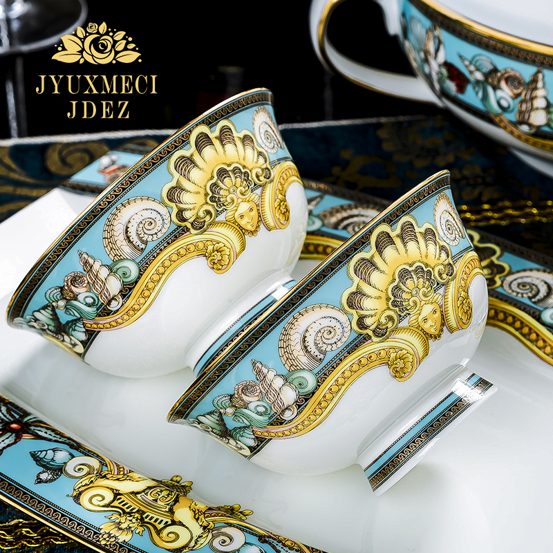 Jingyu Xuan Metropolitan - Bone ceramic tableware dish single - tablet - tablet - tablet - tablet - tablet - deposited gold - paradigm single dish spoon