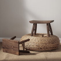 Sanchen small square stool black walnut log full wooden board stool low stool Nordic simple shoe stool childrens bench