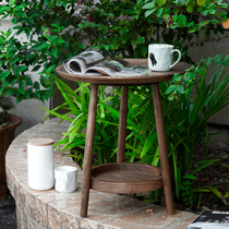 Sanchen black walnut side a few small round table sofa side cabinet Nordic simple corner a few full solid wood balcony small coffee table
