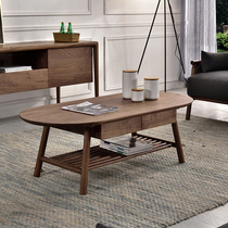 Sanchen full solid wood North America black walnut tea table log round simple coffee table living room small apartment Nordic Europe