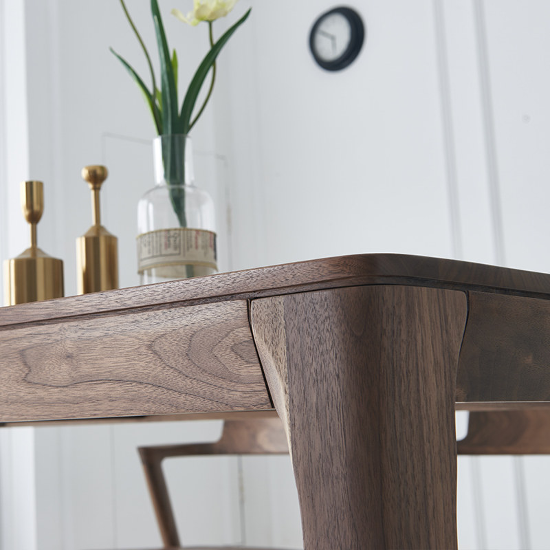 Sanchen black walnut solid wood dining table and chair combination Nordic style furniture modern minimalist household small-sized dining table