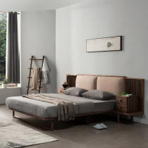 -Chen-style black walnut-wood bed modern minimalist 1 8 meters double master high-end furniture