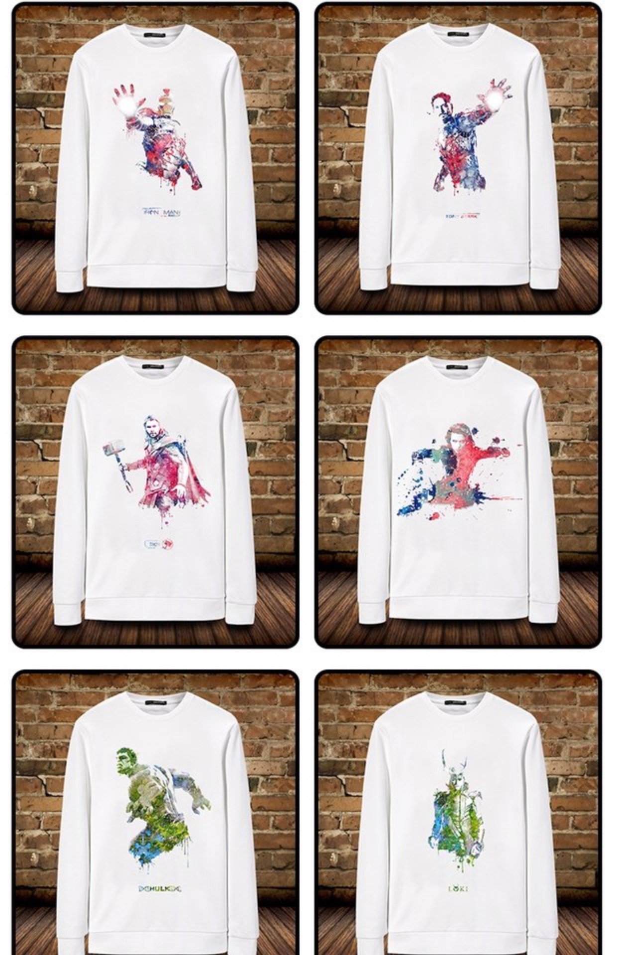 Mùa xuân thanh niên nam áo len cotton cổ tròn Avengers dạ quang dài tay phiên bản Hàn Quốc của Marvel men triều áo hoodie nam trắng