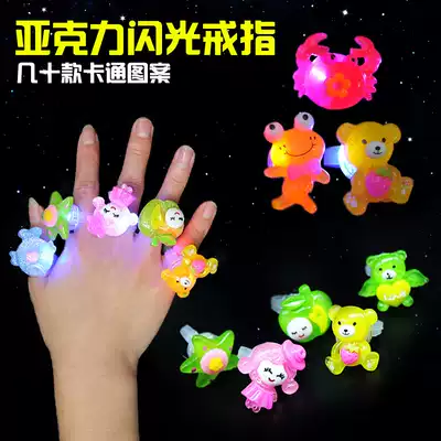 Luminous ring female flash acrylic princess cartoon finger lamp children's toys wholesale push activities small gifts