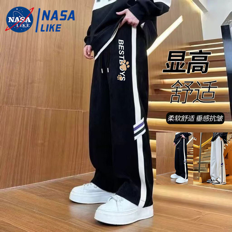 Nasa Straight-Leg Casual Pants for Men, Spring and Summer Trendy Brand ins Pants, Loose Drape Sports Long Pants, Men's Sweatpants