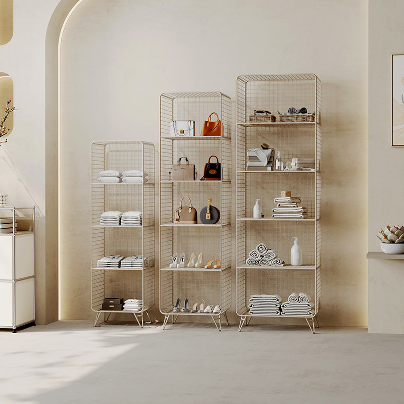 Cream Wind Clothing Shop Shoe Rack Mesh Red Iron Art Bag Package Multilayer Show Shelf Simple Home Floor Book Containing Cabinet-Taobao