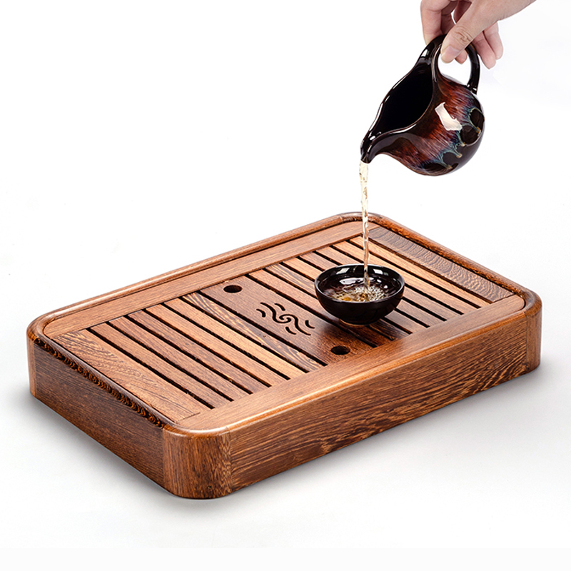Tea tray Home minimalist solid wood Gongfu tea Tea Table Chicken Wings Wood Drawer drain Water storage Small tea Seatea