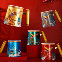 Creative with lid filter tea separation tea cup office mug household ceramic tea personal filter Cup