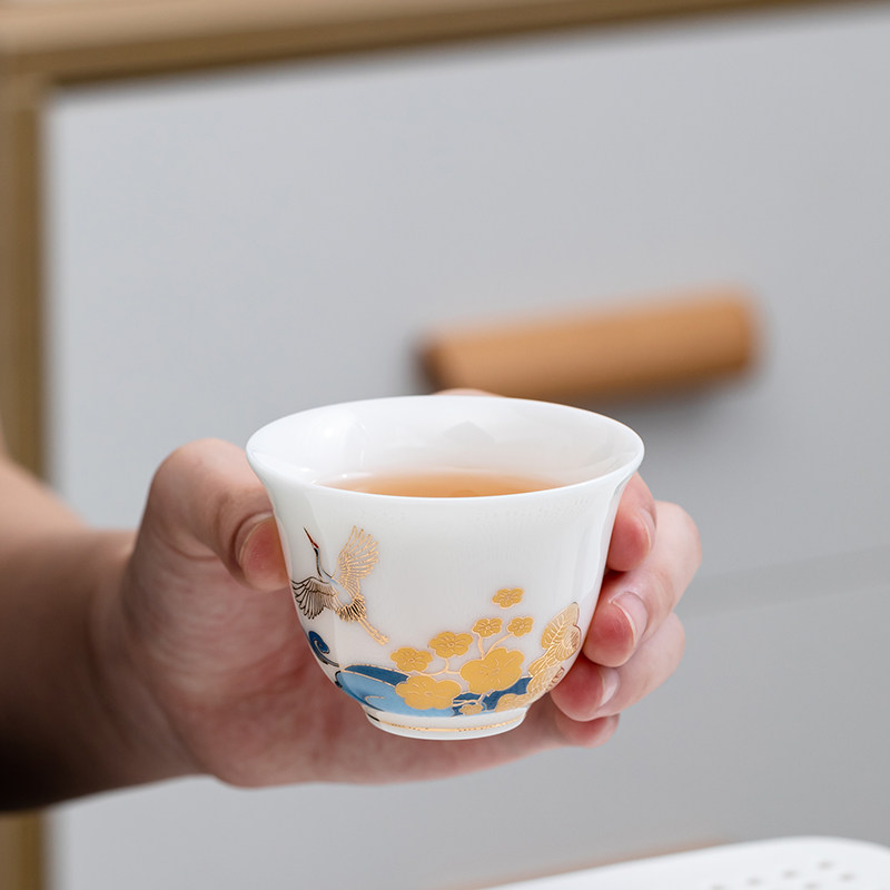 Defied White Porcelain Teacup Cup Master Cup Single Cup Kongfu Tea Tasting Cup Big tea Ceramics Home Drinking Water Cup