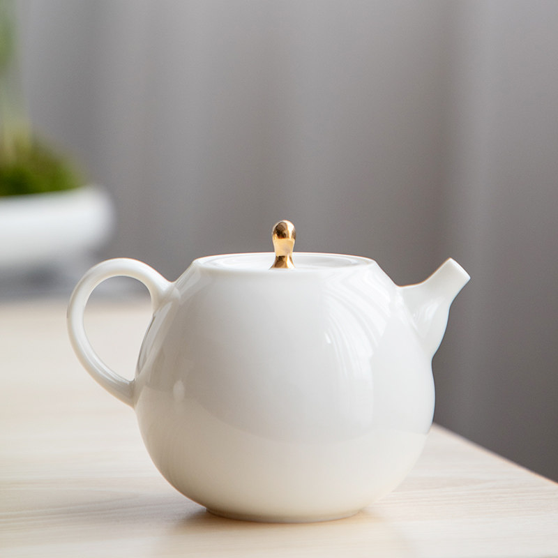Chen Xiang sweet white teapot ceramic semi handmade Kung Fu tea set tea ceremony Japanese household simple white porcelain filter single pot