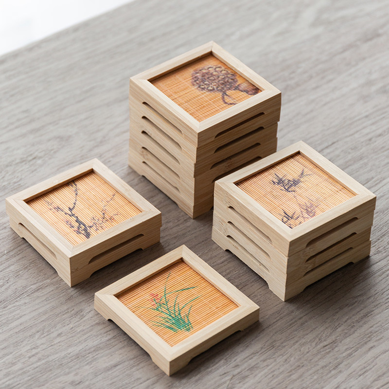 Kung Fu Cup Mat Square Tea Cushion Tea Cup Tochina Wind Bamboo Tea Set Pot Mat Zen BAMBOO MAT TEA MAT ACCESSORIES-Taobao