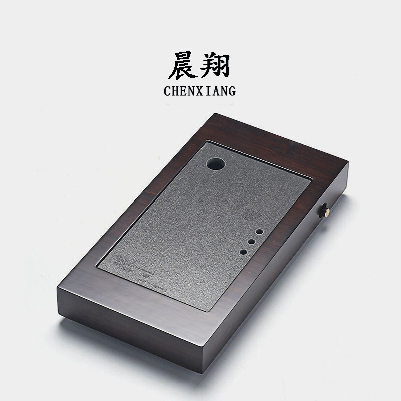 Chenxiang bamboo tea tray Household simple ceramic stone Kung fu tray Drainage storage heavy bamboo dry tea table