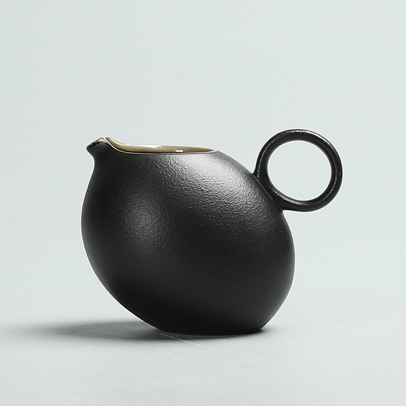 Morning Xiang) Zen Wind Black stone Glaze Fair Cup Black Pottery Sub tea instrumental Japanese style Gongfu tea with coarse pottery sub-tea