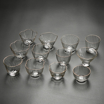 Japanese glass tea cup Crystal Cup hammer wood grain hexagonal gold edge Tea Cup Master Cup flower tea single Cup Puer tea bowl