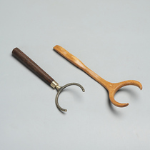 Chenxiang black sandalwood tea cup holder Copper Cup fork kung fu tea set tea ceremony accessories anti-hot sanitary support fork-shaped tea clip