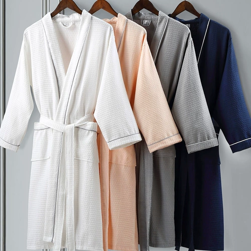 Хлопковый тонкий мужской летний мягкий быстросохнущий банный халат, для салонов красоты