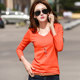 2023 New Early Spring Women's Outerwear T-shirt Women's V-neck Spring and Autumn Inner Bottoming Shirt Women's Pure Cotton Long-Sleeved Top