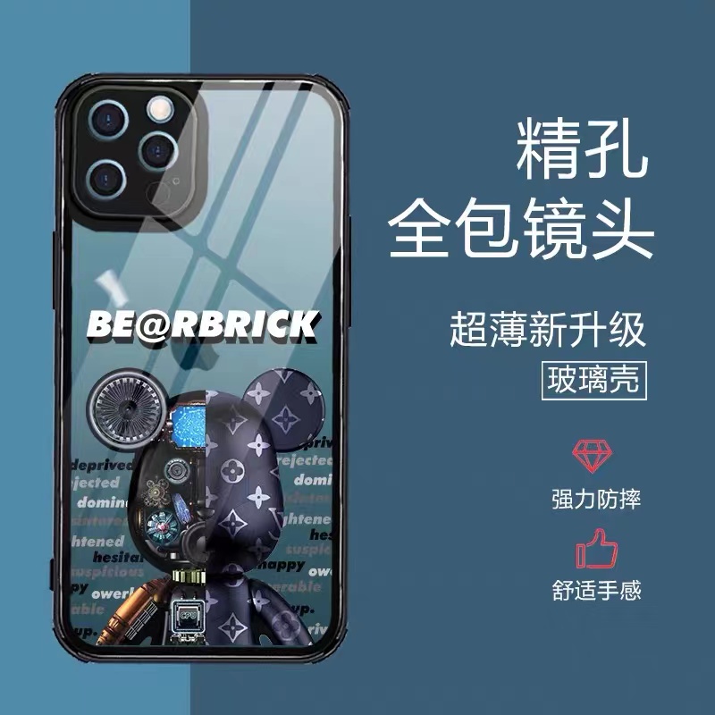 Apple 13 new mobile phone case suitable for iPhone 12pro case 11max transparent glass tide brand violent bear internet celebrity