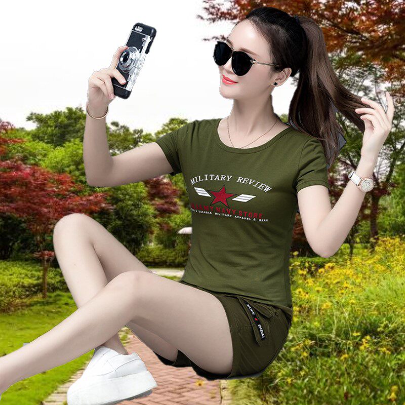 2022 Summer Sleeve T - shirt Camouflage Set Han Edition Outdoor Women's fan mens shorts two pieces of tide T