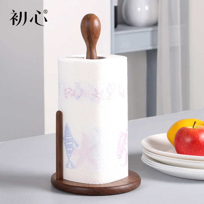 First heart kitchen tissue rack Wood vertical creative roll paper holder European household paper roll non-hole hanging rack paper towel holder