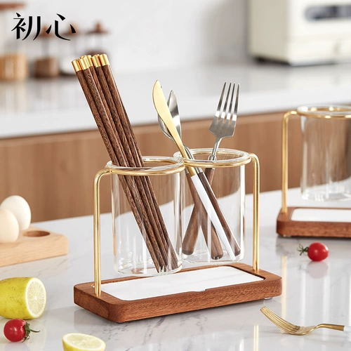初心 Система хранения из сандалового дерева, палочки для еды, коробка для хранения для домашнего использования, ложка, прозрачная сушилка
