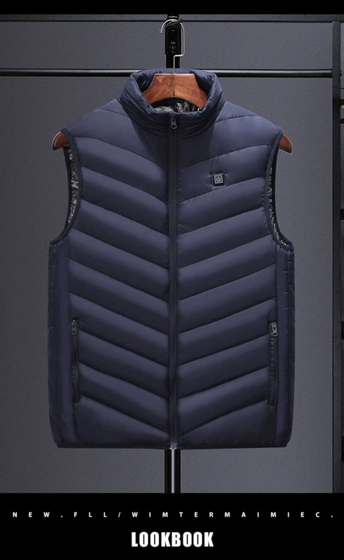 Mùa thu đông mới nam cổ đứng áo vest cotton sưởi ấm áo vest sưởi ấm bằng điện USB an toàn thông minh phù hợp với nhiệt độ không đổi áo sưởi ấm bằng pin