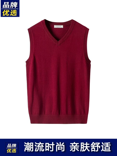 Хлопковый трикотажный свитер, мужской осенний цветной универсальный жилет без рукавов для отдыха